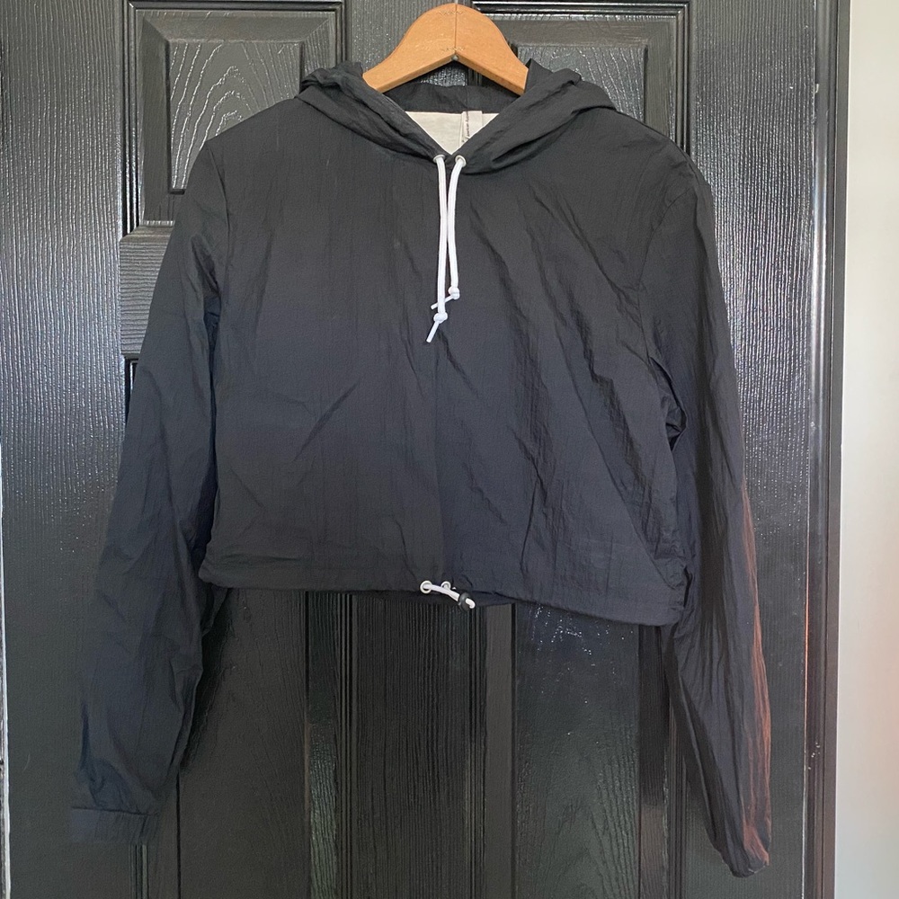 ORIGINAL American Apparel Cropped L/S Hooded Drawstring “SWISHY” Top